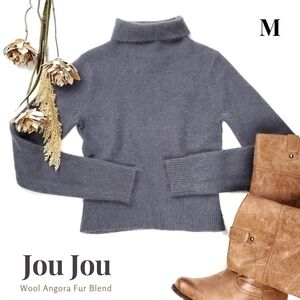 Jou Jou Grey Wool Angora Blend Turtleneck Sweater Womens Med